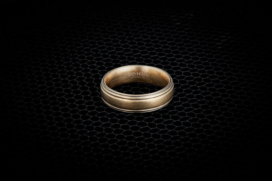 Men's Striped Wedding Ring - 6.5mm