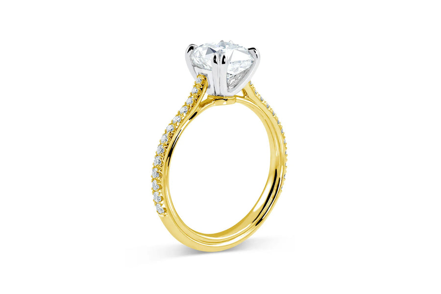 Tapered Pave Engagement Ring in Yellow Gold
