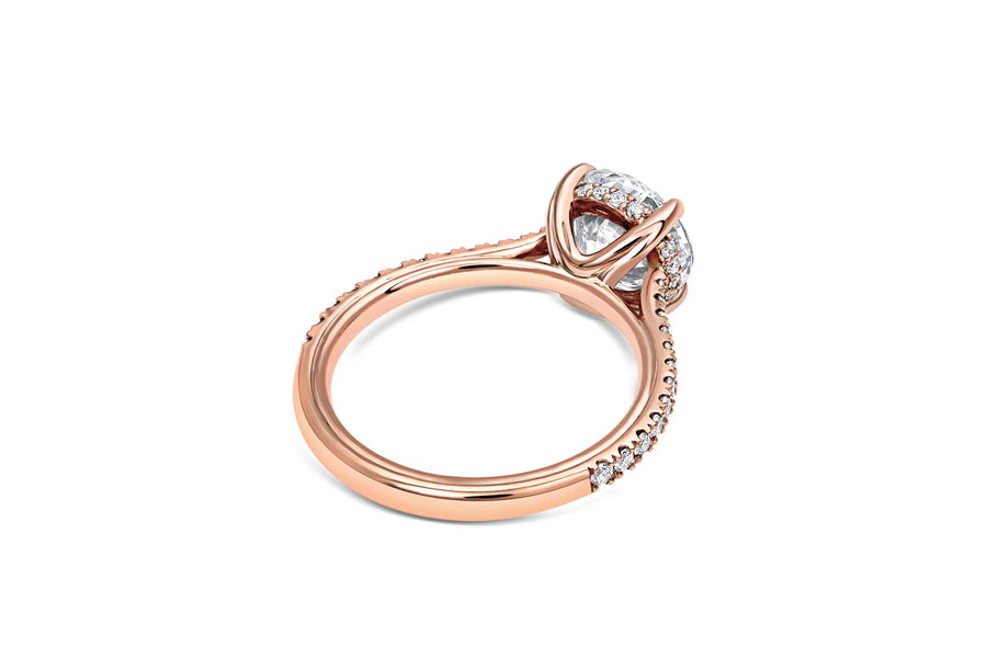 Rose Gold Pave Cathedral Engagement Ring in Rose Gold