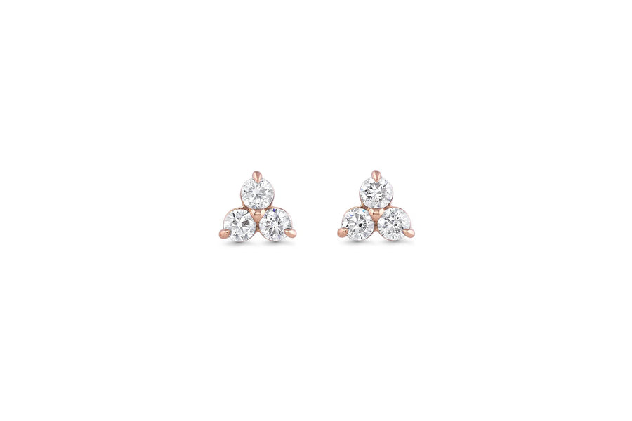 3-Stone Diamond Earrings Rose Gold