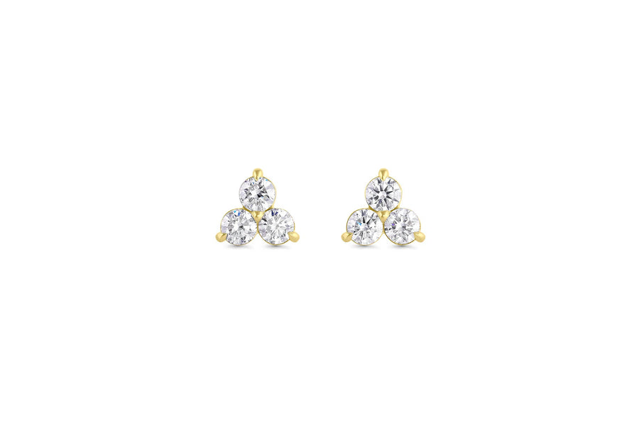 Large 3-Leaf Clover Lab Grown Diamond Stud Earrings-Honey Jewelry Co-Honey Jewelry Co