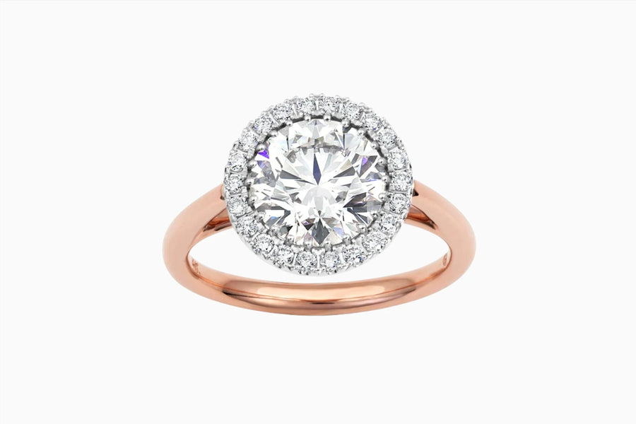 Basket Setting Engagement Ring with Halo in Rose Gold