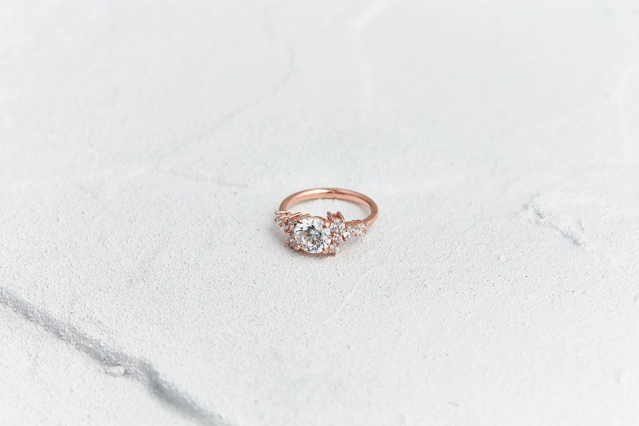 Asymmetrical Engagement Ring in Rose Gold