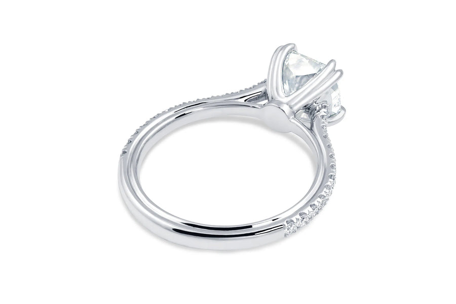 Tapered Band Round Solitaire Engagement Ring in White Gold