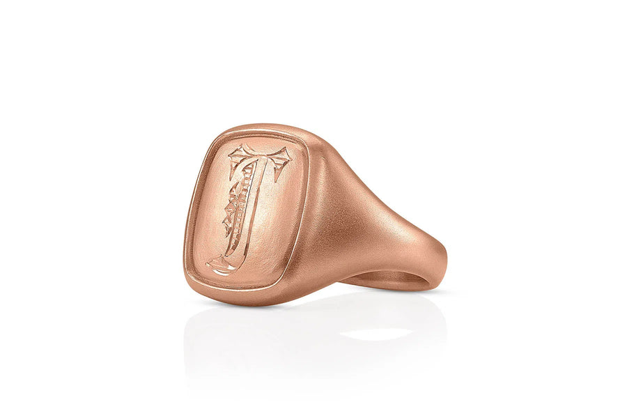 Men's Cushion Signet Ring in Rose Gold