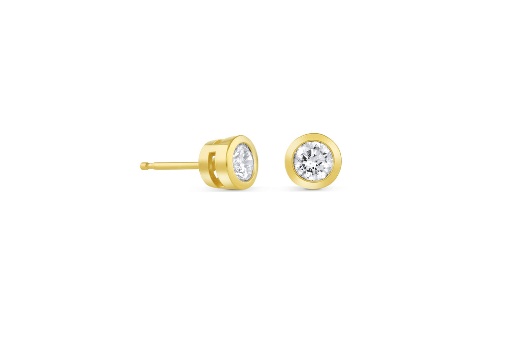 4mm Round Bezel Set Diamond Stud Earrings