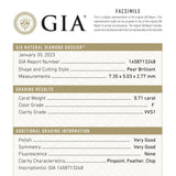 0.71ct 7.35x5.03x2.77mm GIA VVS1 F Pear Brilliant 24447-01