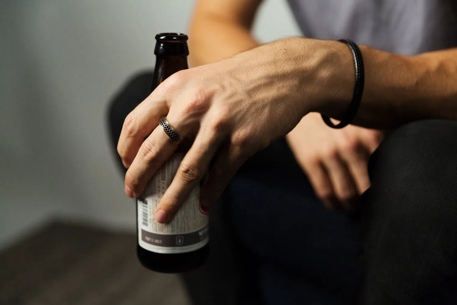 Men's Honeycomb Wedding Band on Hand