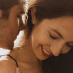 Petite 3-Stone Diamond Earrings On Ear