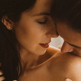 Petite 3-Stone Diamond Earrings On Ear