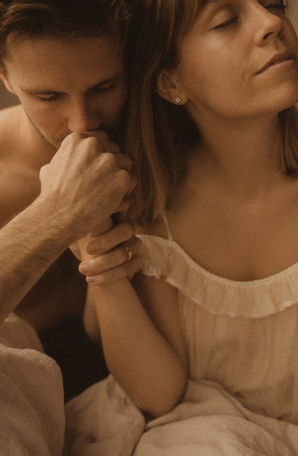 Petite 4-Stone Lab-Grown Diamond Stud Earrings on Ear