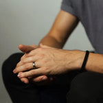 Men's Striped Wedding Band on Hand