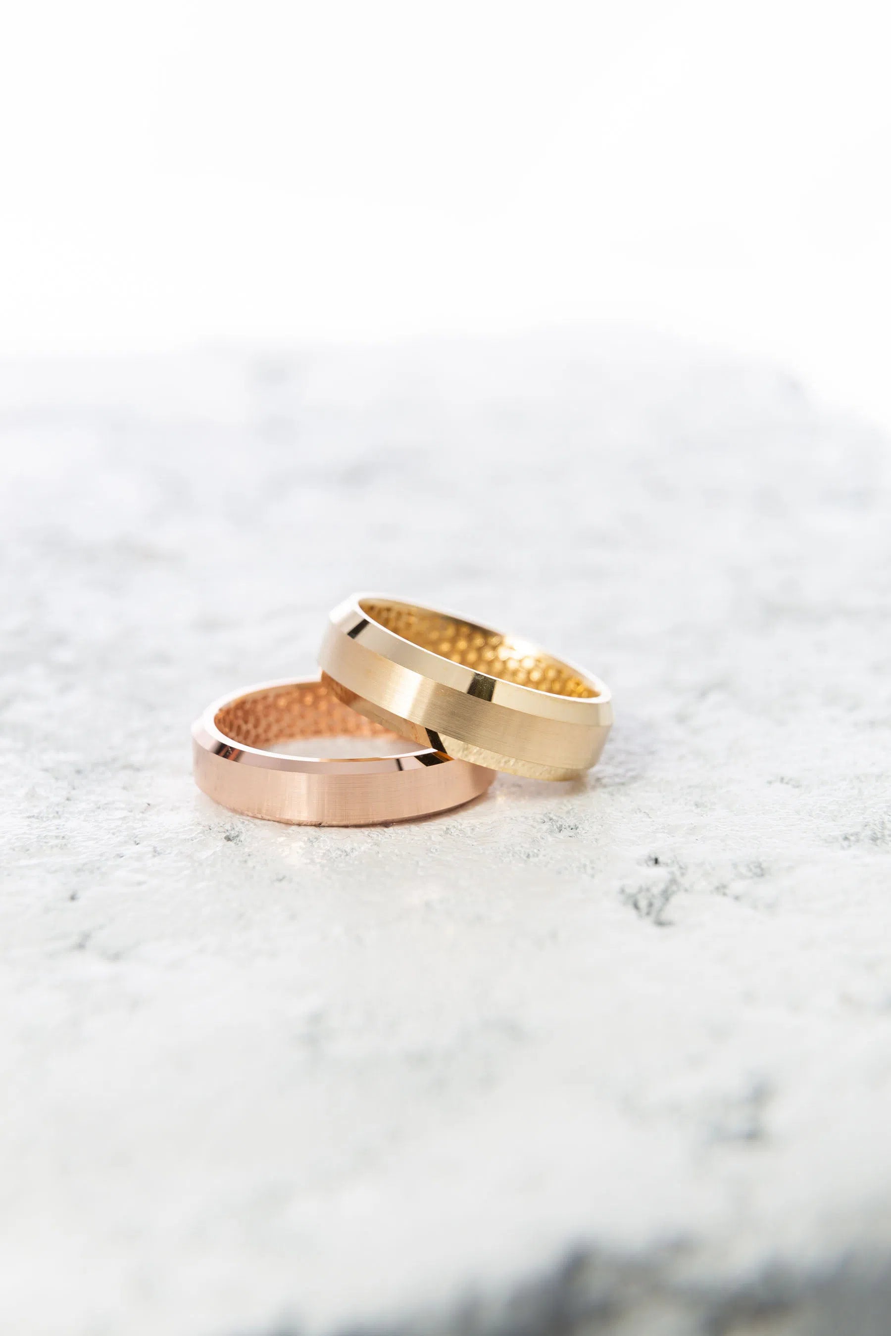 Men's Beveled Edge Gold Rings