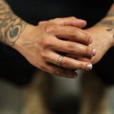 Hammered Men's Wedding Band on Hand