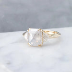 2.21ct Salt & Pepper Emerald cut engagement ring-Honey Jewelry Co-Honey Jewelry Co