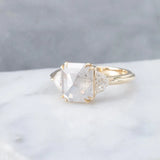 2.21ct Salt & Pepper Emerald cut engagement ring-Honey Jewelry Co-Honey Jewelry Co