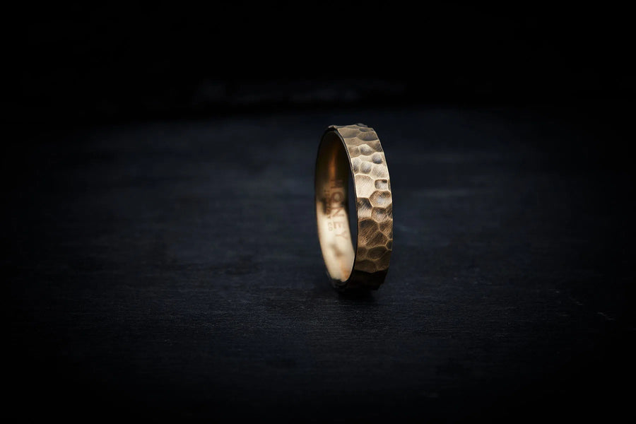 Men's Hammered Gold Wedding Band - 5mm