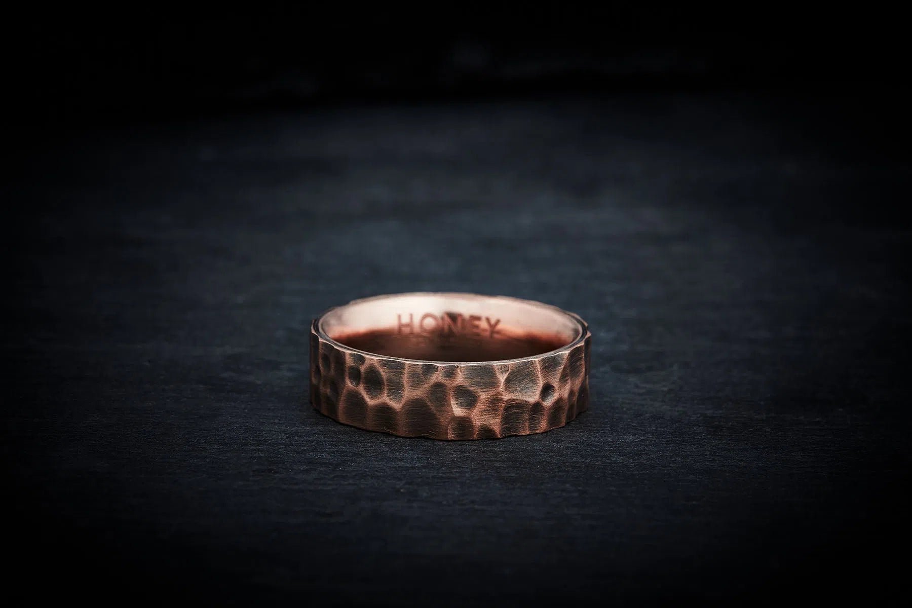 Men's Wedding Band - Hammered Gold
