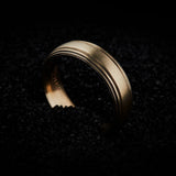 Men's Striped Wedding Band - Gold 6.5mm