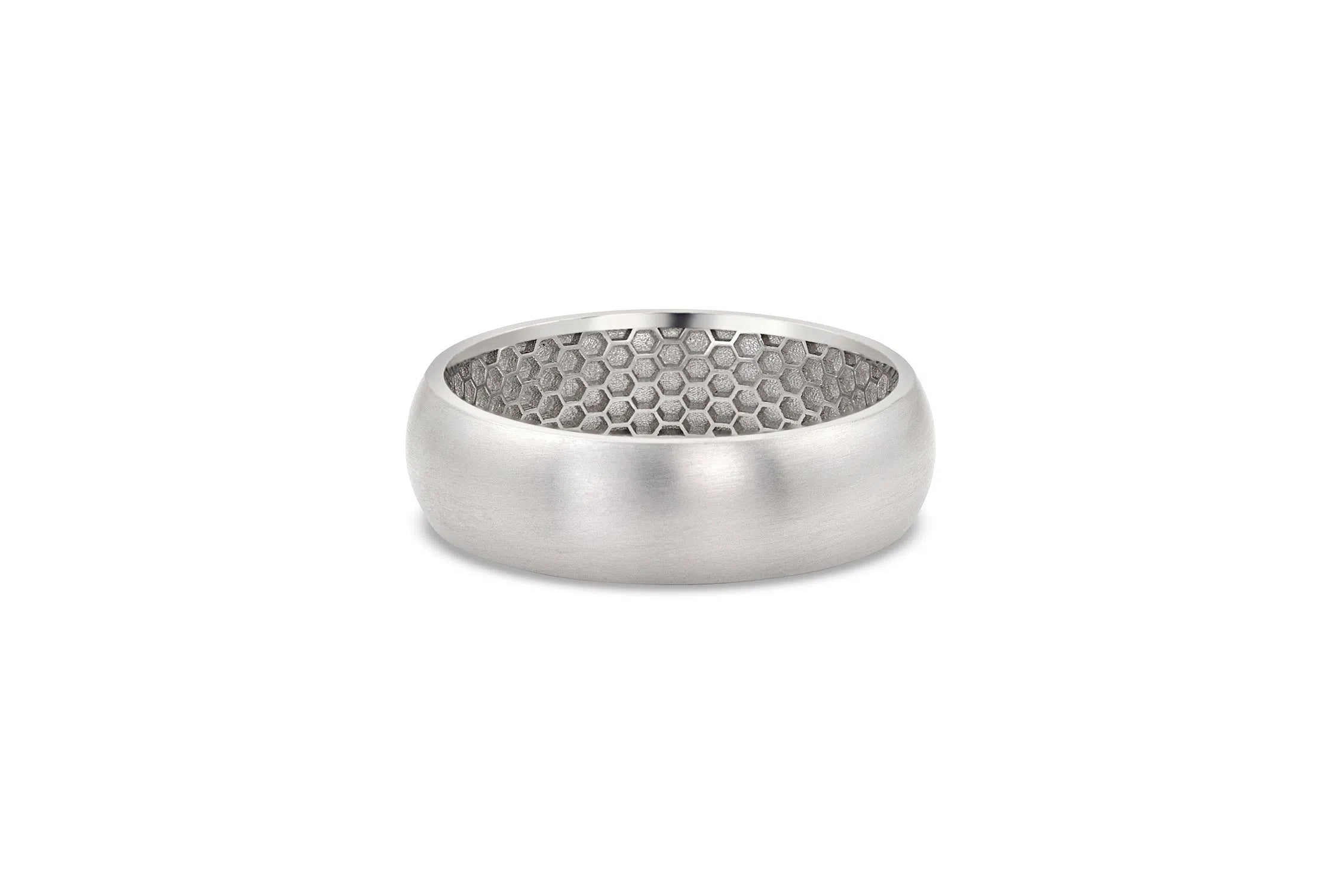 Men's Half Round Wedding Band - 6.5mm White Gold