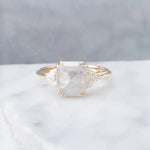 2.21ct Salt & Pepper Emerald cut engagement ring-Honey Jewelry Co-Honey Jewelry Co