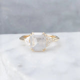 2.21ct Salt & Pepper Emerald cut engagement ring-Honey Jewelry Co-Honey Jewelry Co