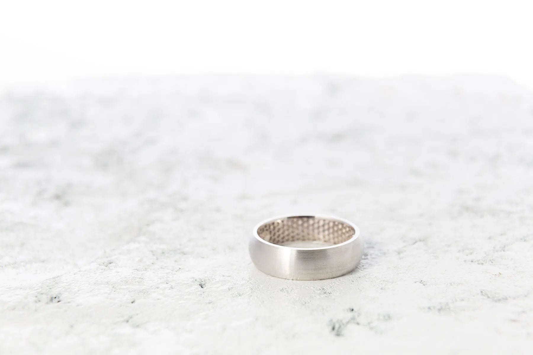Half Round Wedding Band - Men's White Gold