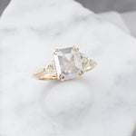 2.21ct Salt & Pepper Emerald cut engagement ring-Honey Jewelry Co-Honey Jewelry Co