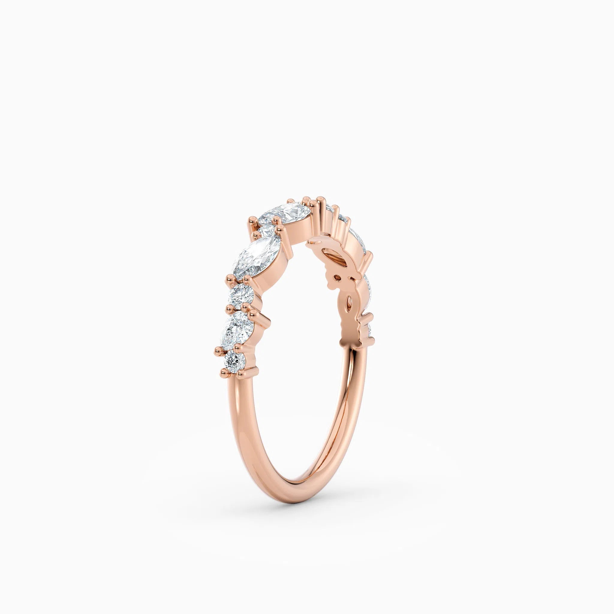 Offset Oval & Round Diamond Wedding Band