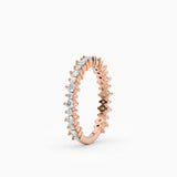 Three-Quarters, Two-Prong Round Diamond Wedding Band