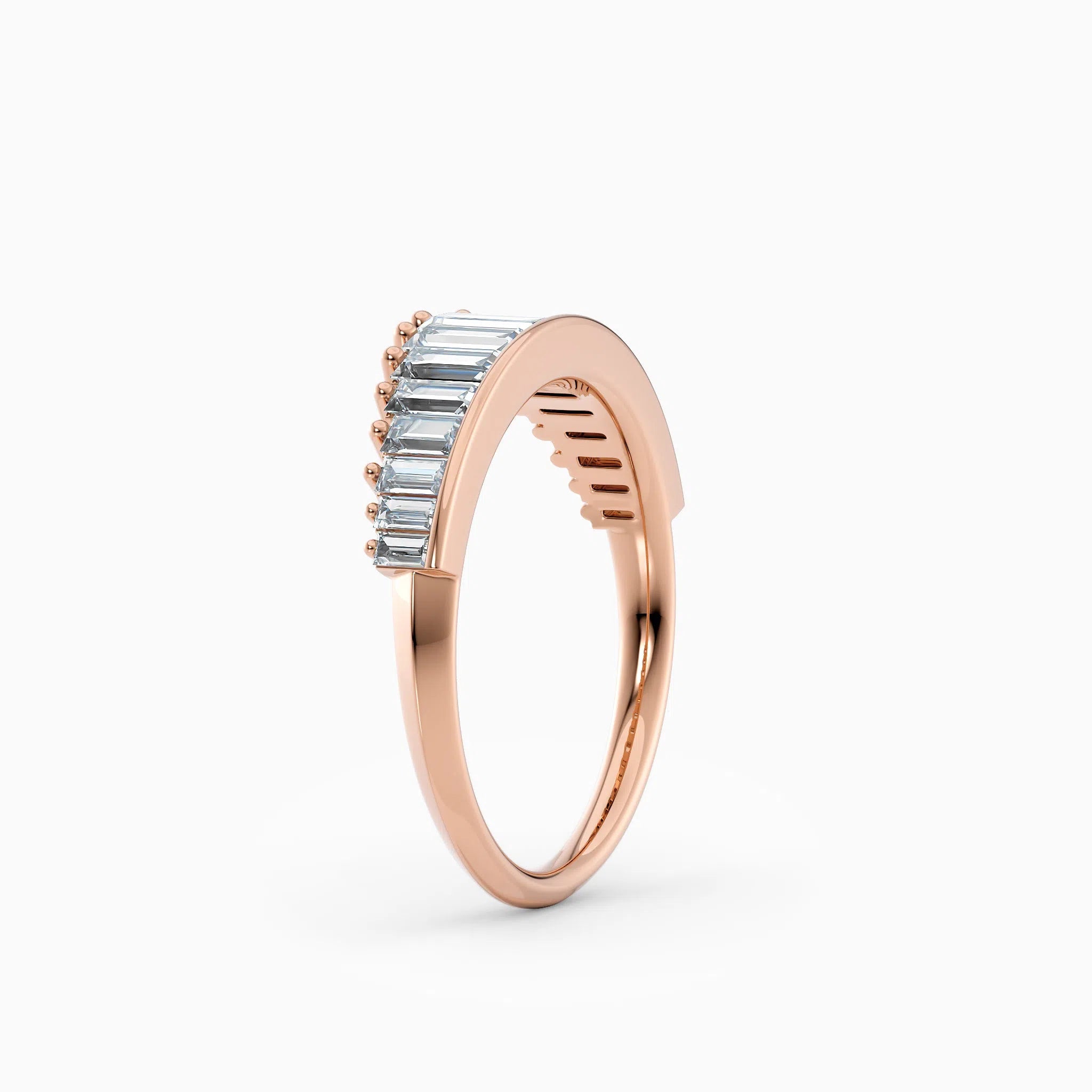 Descending Tiara Baguette Wedding Band