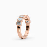 Seven Stone Bezel Set Emerald Cut Diamond Band