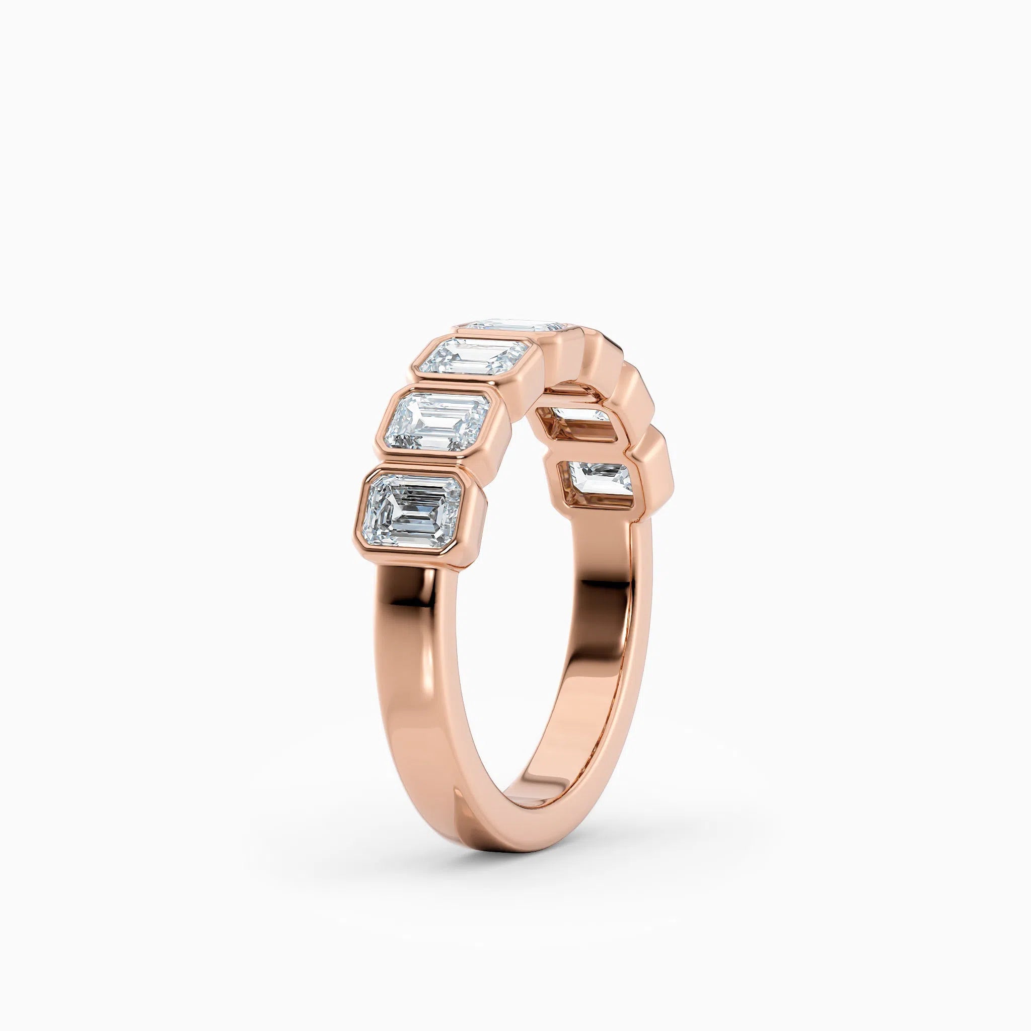 Seven Stone Bezel Set Emerald Cut Diamond Band