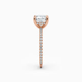Willow | Cushion Hidden Halo Engagement Ring with Pave Band