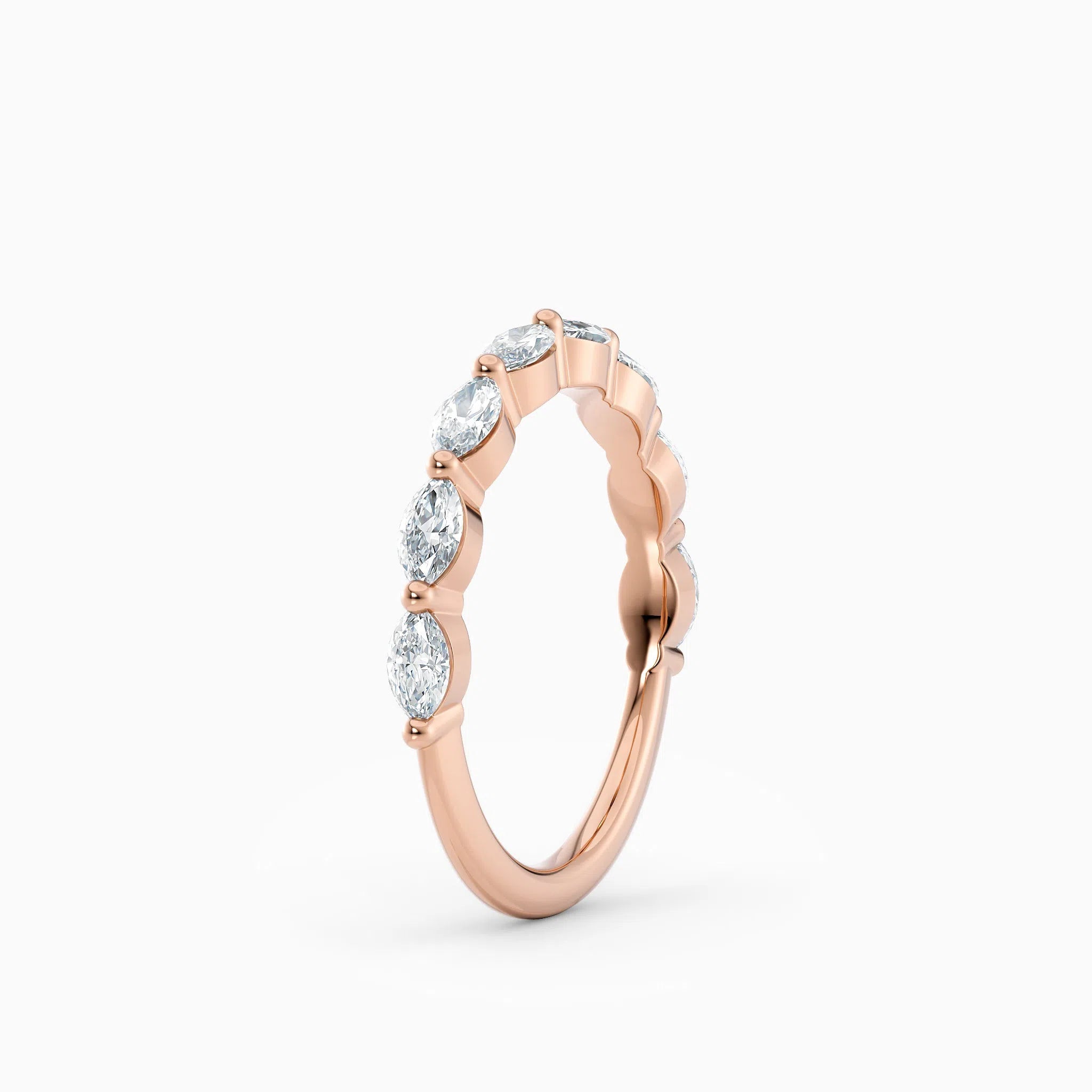 Single Prong Marquise Diamond Wedding Band