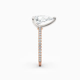 Sarah | Pear Solitaire Engagement Ring with Pave Band