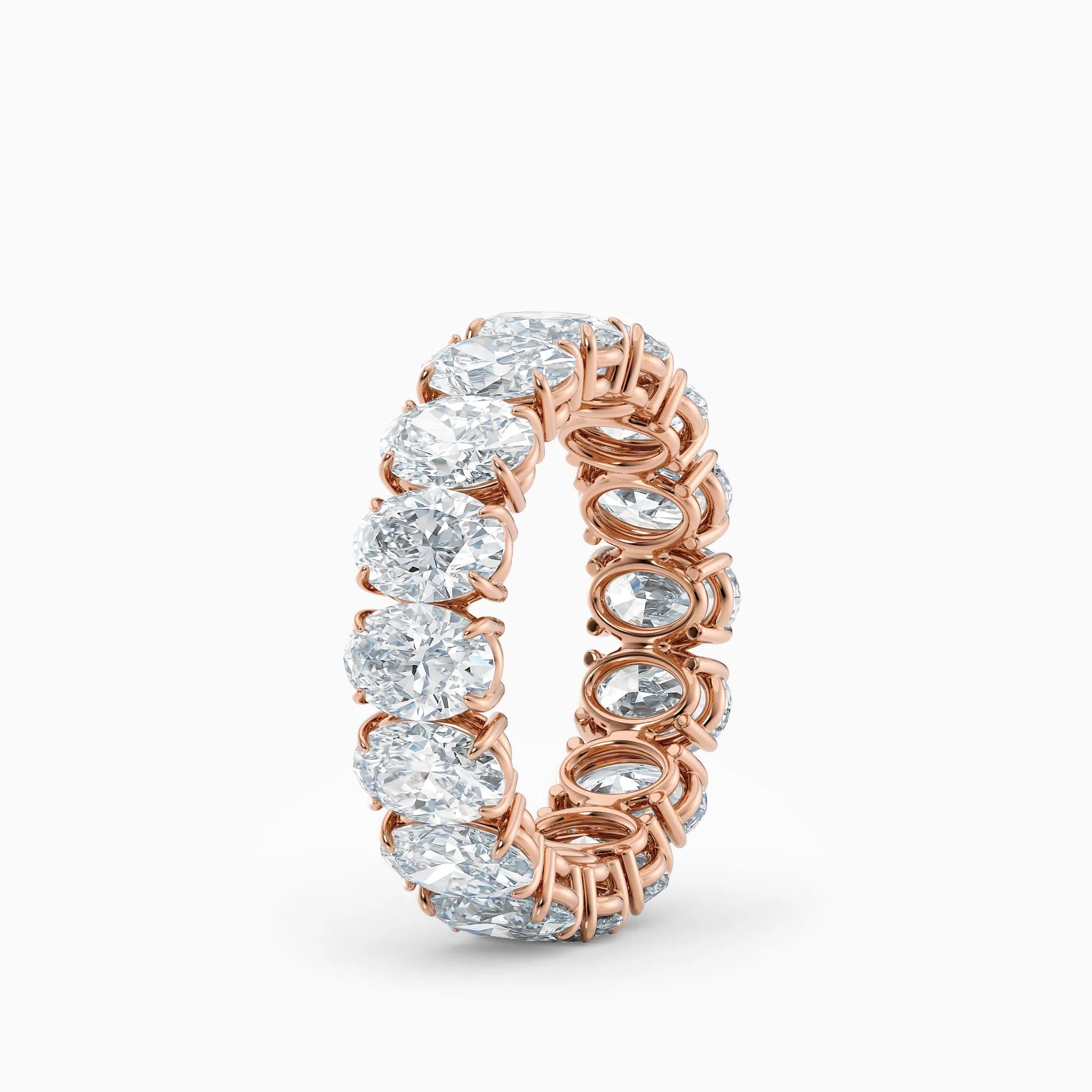 Four Prong Oval Diamond Eternity Wedding Band