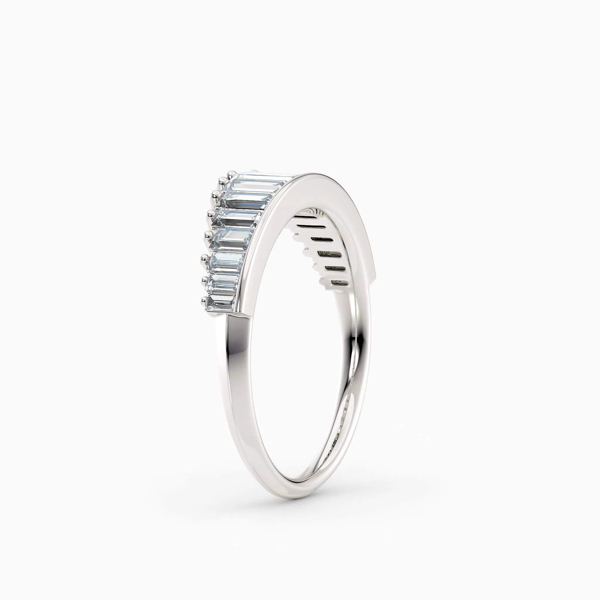 Descending Tiara Baguette Wedding Band