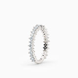 Three-Quarters, Two-Prong Round Diamond Wedding Band