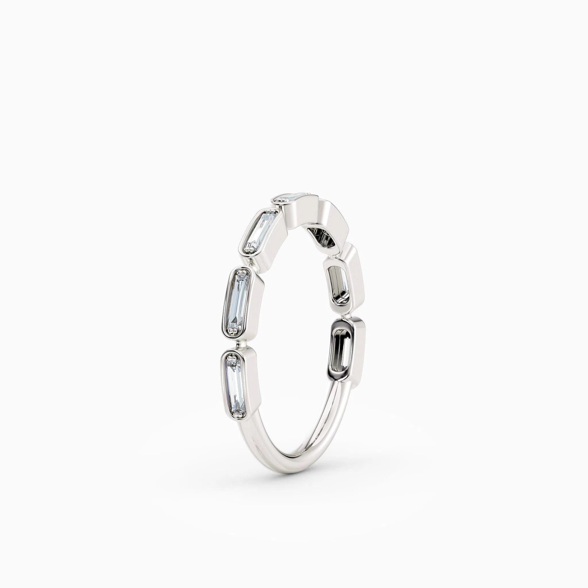 Bezel Set Baguette Diamond Wedding Band