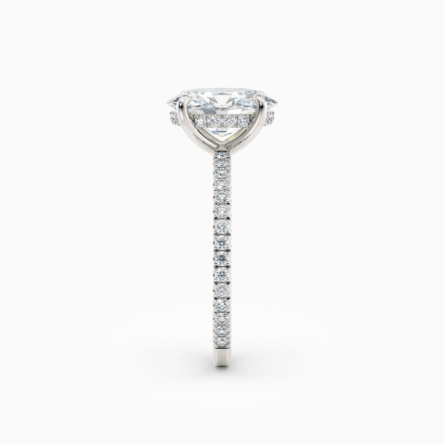 Willow | Oval Cut Hidden Halo Engagement Ring with Pave Band