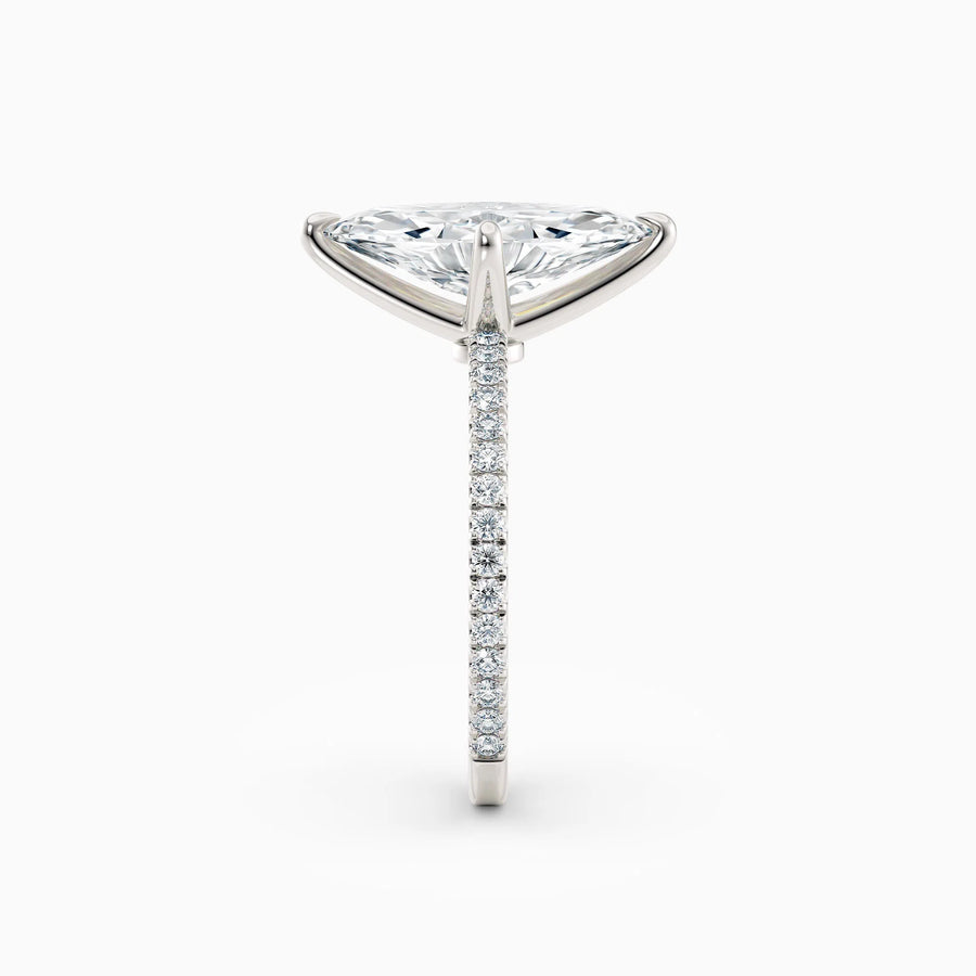 Sarah | Marquise Solitaire Engagement Ring with Pave Band