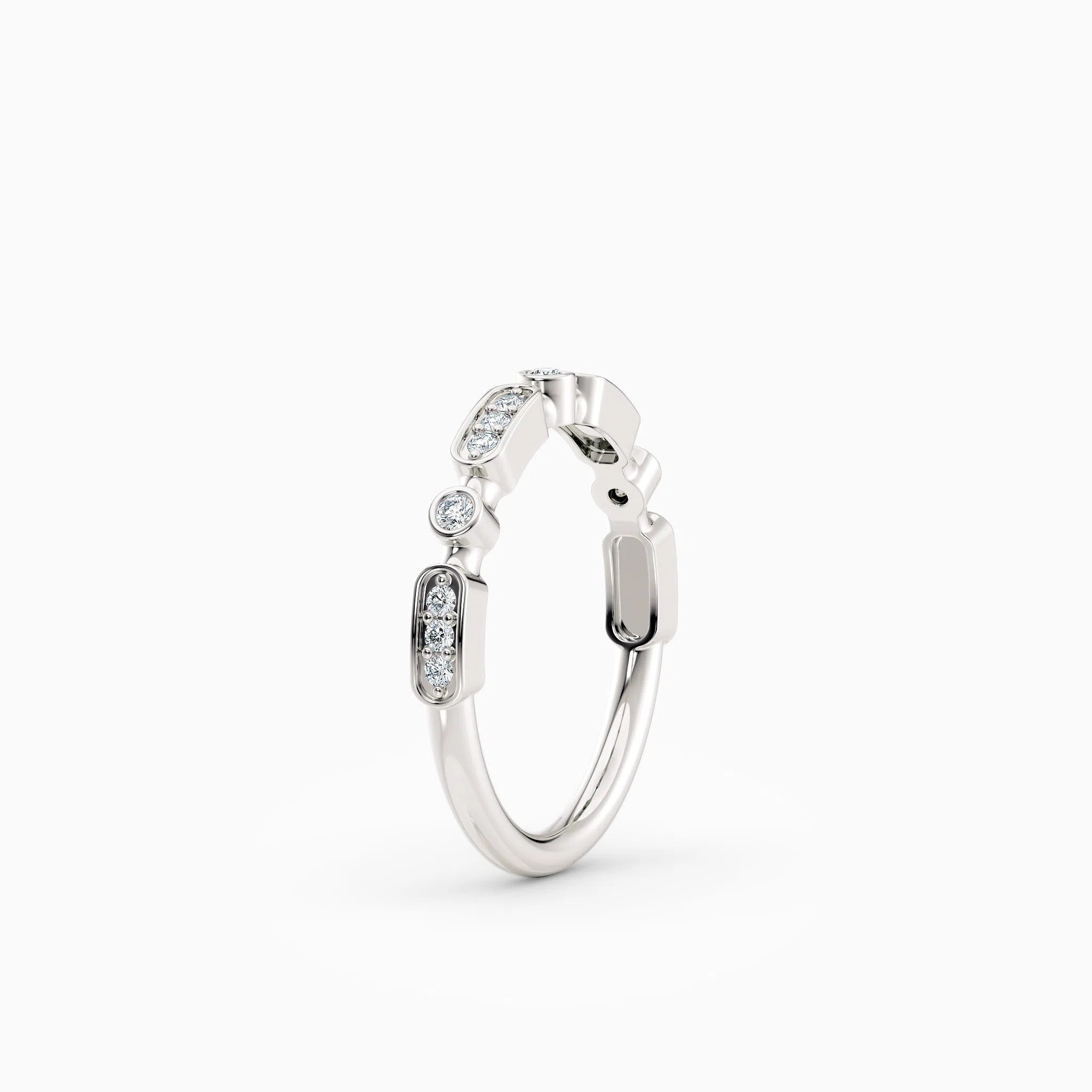Single & Triple Bezel Set Round Diamond Wedding Band.
