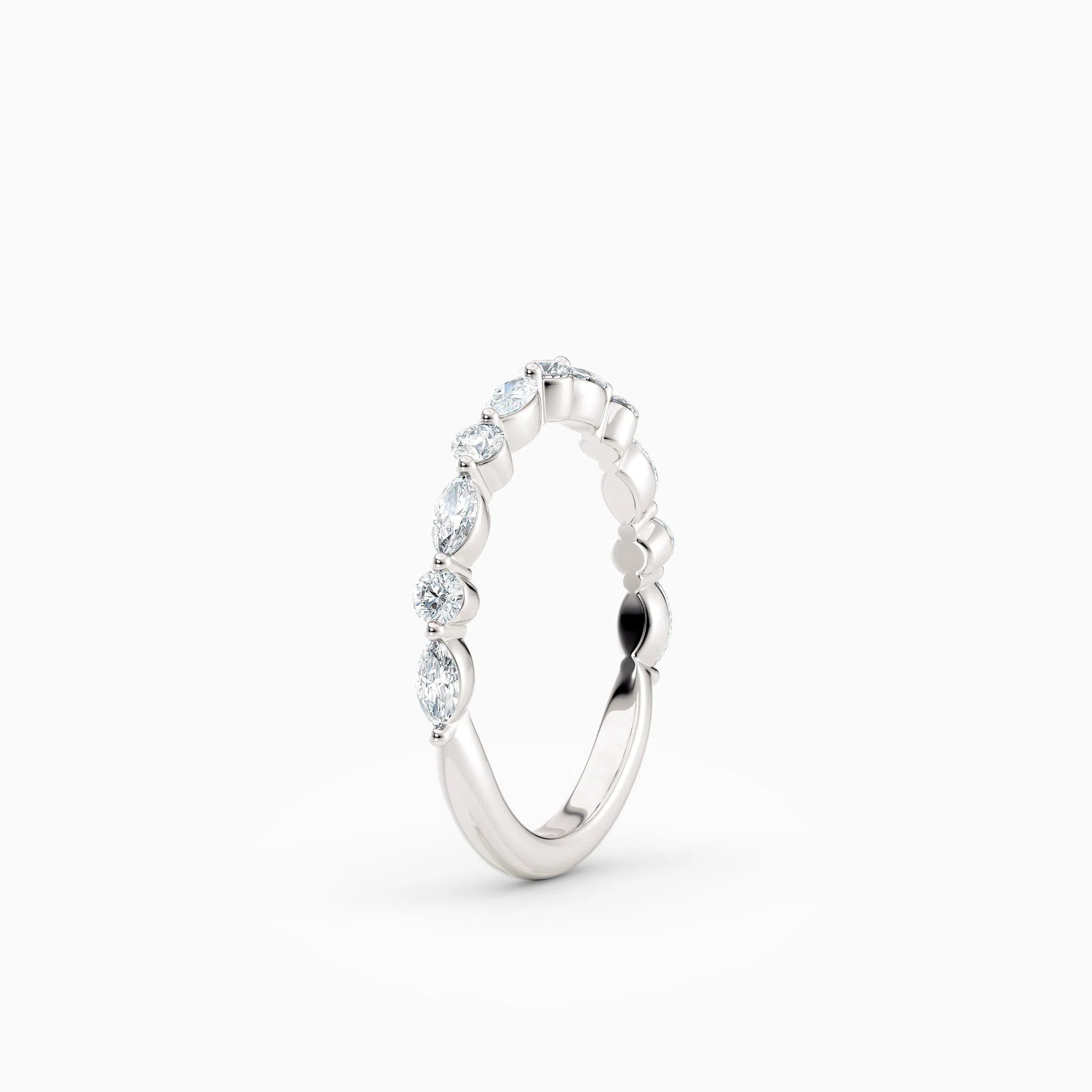 Round & Marquise Diamond Wedding Band