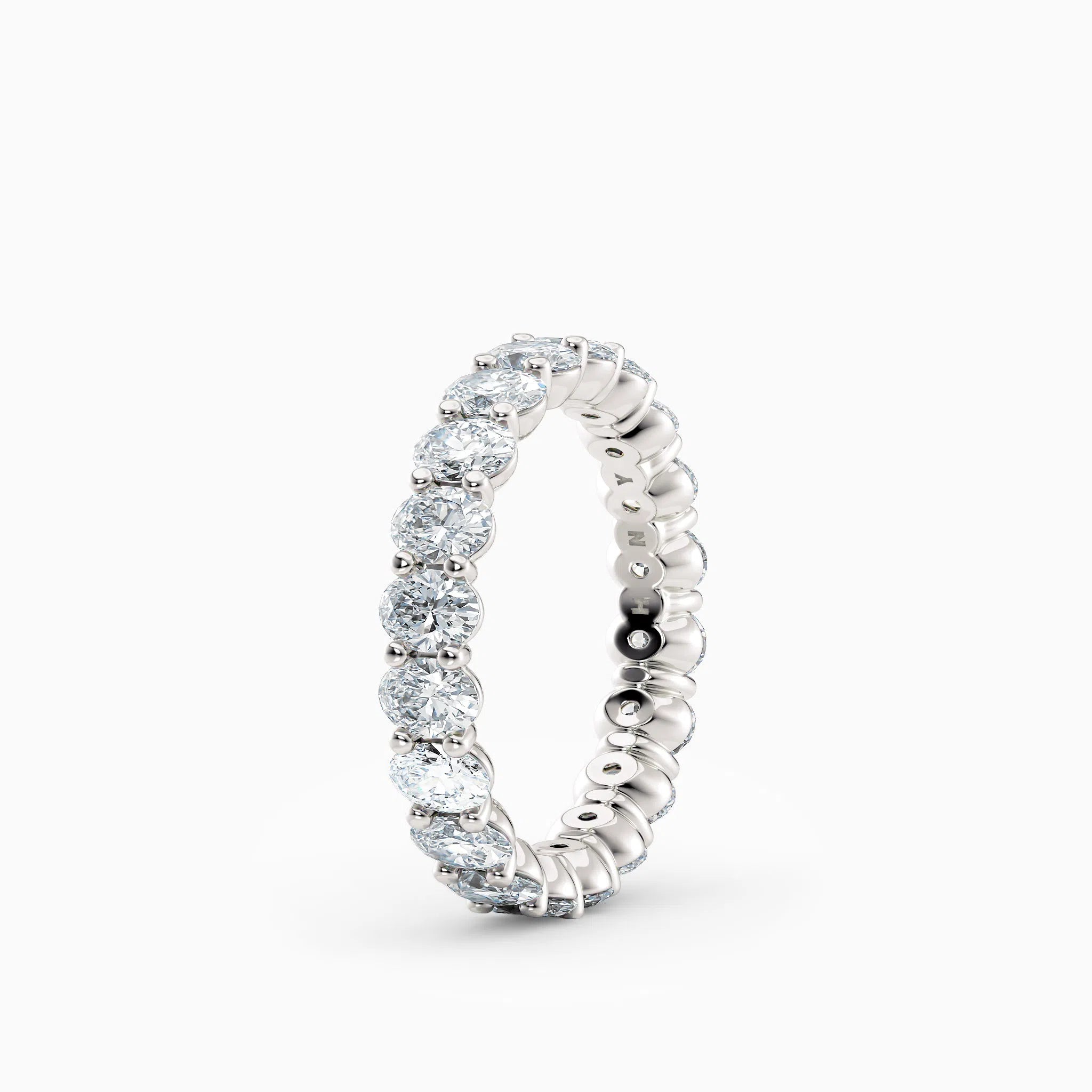 Vertical Oval Diamond Eternity Wedding Band