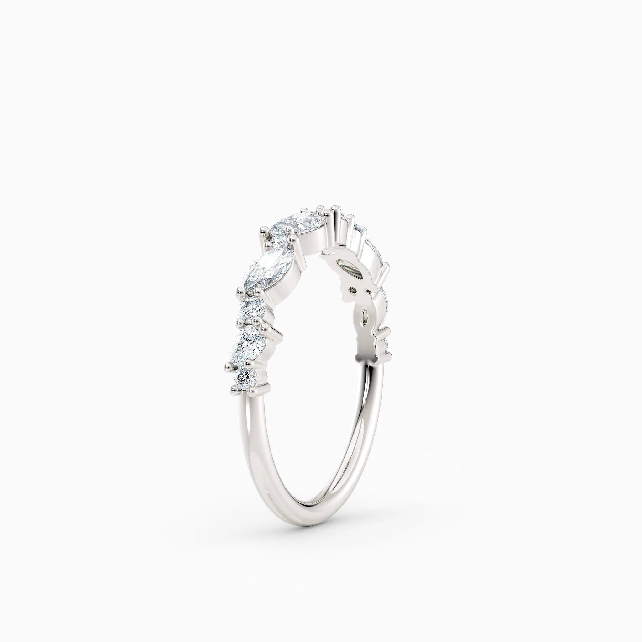 Offset Oval & Round Diamond Wedding Band