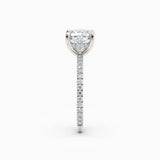Willow | Cushion Hidden Halo Engagement Ring with Pave Band
