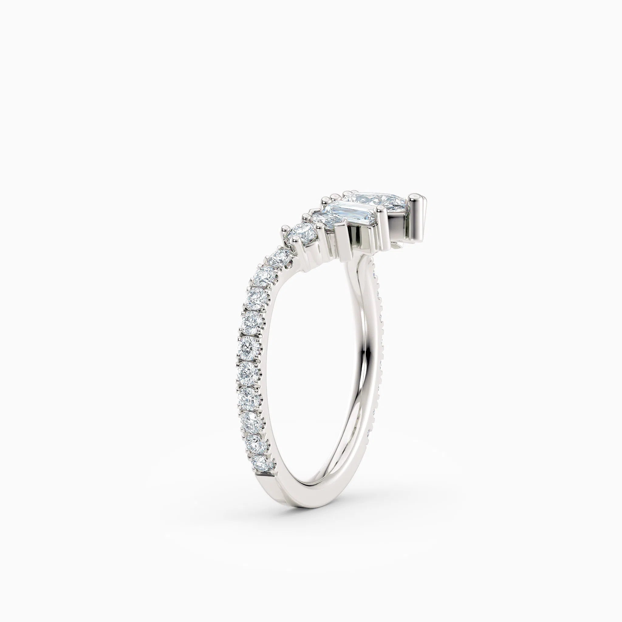 Pear, Baguette, Marquise, & Round Diamond Contoured Wedding Band