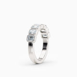 Seven Stone Bezel Set Emerald Cut Diamond Band