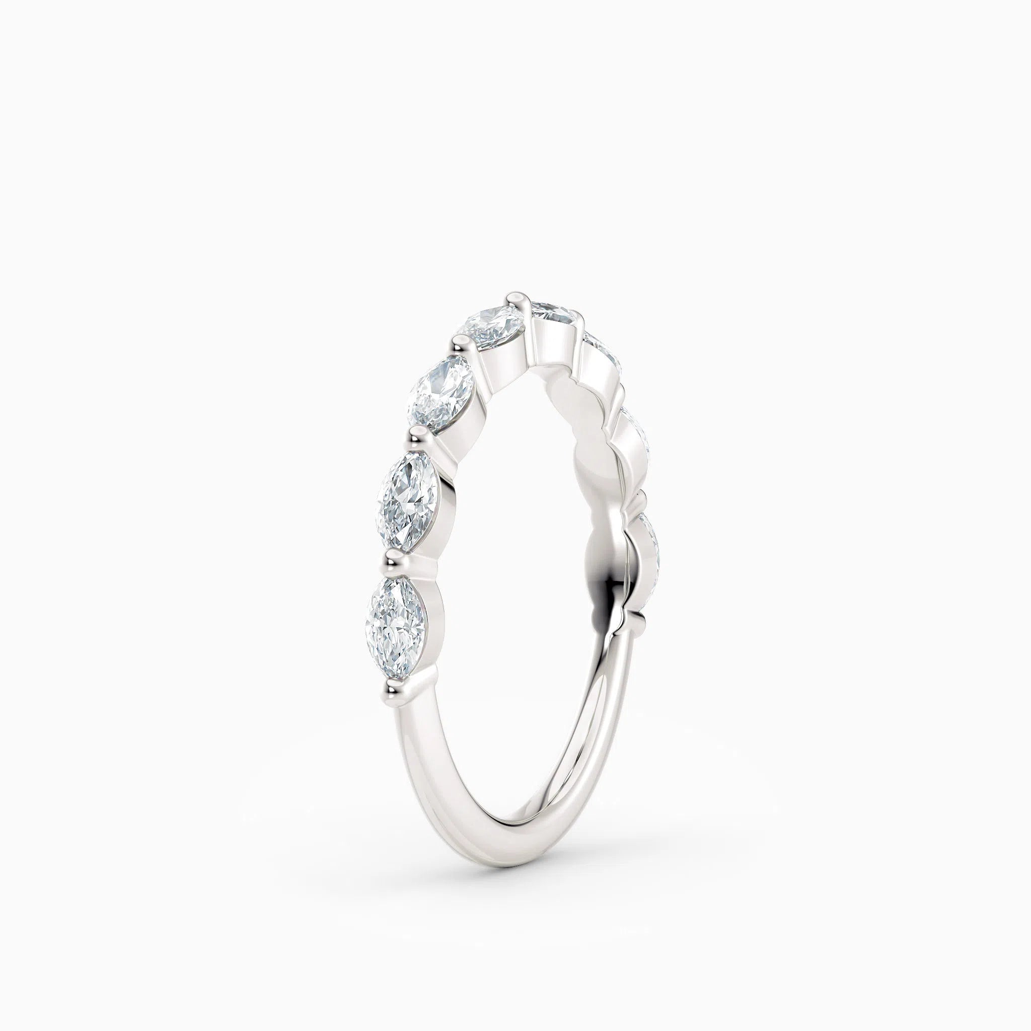 Single Prong Marquise Diamond Wedding Band